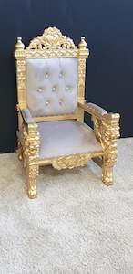 Throne Chair - Beige with Gold Frame