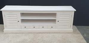 Furniture: Entertainment/ TV Unit - White Distressed