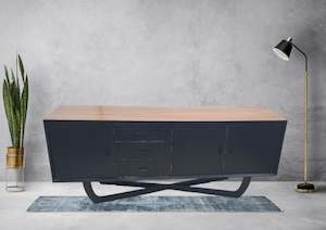 Retro Teak Buffet/Console Table - Two Tone - Black & Natural