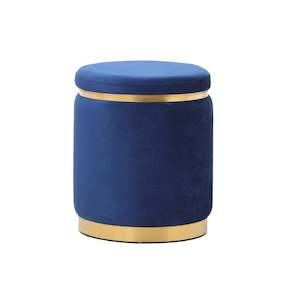 OTTOMAN WITH GOLD BASE (Navy Blue)