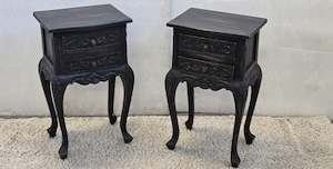 French Style Lamp Table - Black Wash