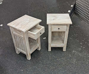 Bedside Table (Set) - Mindi Wood - White Wash