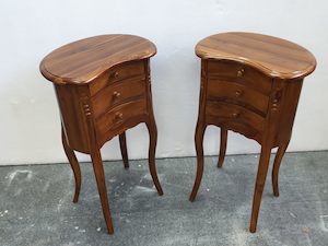 Bedside Table Oval (Set) - Teak Wood