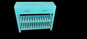 Furniture: Rectangle Hall Table - Turquoise - Mindi Wood