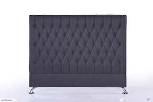 Dahlia Buttoned California King Headboard - Dark Grey Fabric