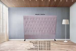 Furniture: Dahlia Buttoned Queen Headboard - Pink Velvet