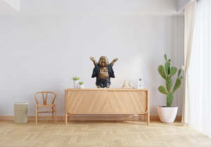 Furniture: Happy Shaolin Statue - Black Colour