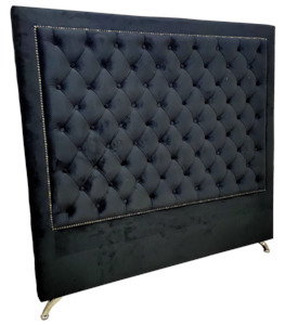 Furniture: Ancona Buttoned King  Headboard - Black Velvet