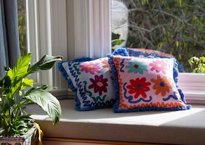 Cushion: Cushion - Flowers Blue