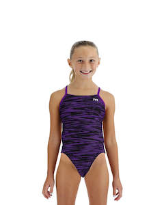 TYR Girls' Fizzy Cutoutfit Swimsuit - Purple