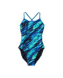 TYR Girls' Vitric Trinityfit Swimsuit - Blue/Green