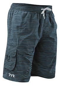 Mens Swimwear: TYR Men's Micro-Stripe Challenger Shorts - Royal/Green