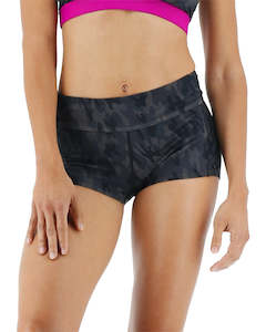 Two Piece Womens Swimwear: TYR Women's Camo Casey Boyshort - Black