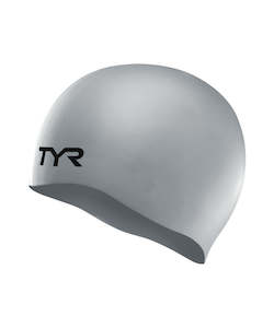 Swim Caps Equipment: TYR Wrinkle-Free Silicone Cap - Silver