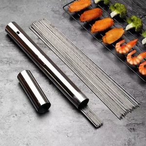 stainless steel BBQ round Skewers/Sticks 34cm X100 with case - T&Y Trade