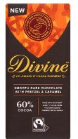 Divine Fairtade Smooth Dark Chocolate with Pretzel & Caramel 90g