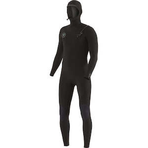 Sporting equipment: VISSLA Mens 7 Seas 4/3 Hooded Chest Zip Full Suit - Black