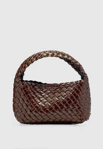 Brie Leon Luca Mini Woven Bag Chocolate Gloss Crinkle