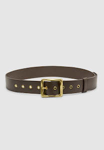 Brie Leon Everyday Buckle Belt Chocolate/Gold