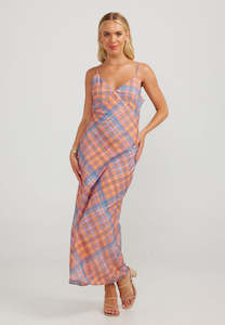 Charlie Holiday Kiera Maxi Dress Peachy Check