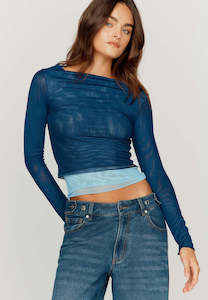 House of Sunny Multi Layer Mesh Second Skin Top Royal Blue