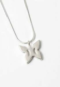 Wolf Circus Butterfly Charm Necklace Silver