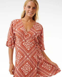 Ripcurl Dress - Soleil Wrap Mini Dress / Rust