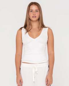 RUSTY TANK - LACEY VEE NECK TANK / WHITE