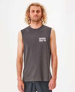 RIPCURL TEE - COIL MUSCLE WASHED BLACK