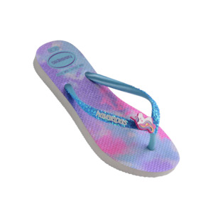 HAVAIANAS - KIDS SLIM GLITTER 2 / WHITE BLUE WATER