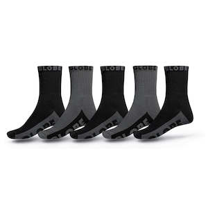 GLOBE SOCKS - BLACK/GREY  CREW 5PK