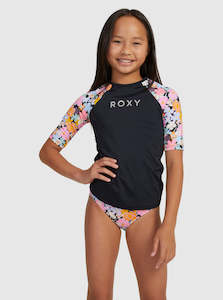 ROXY RASH TOP - ABOVE THE LIMITS SS LYCRA / ANTHRACITE MEMORIES