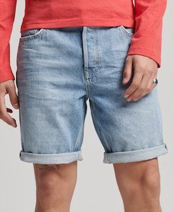 Superdry Denim Shorts - Vintage Straight Short / Beak Beat Up Blue