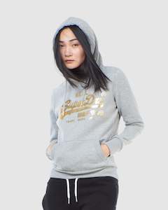 Superdry Hoodie - Vl Luster Hood Br Grey Marle