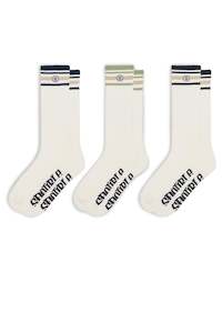 S DOUBLE SOCKS - STRIPE S-DOT SOCKS 3PK / NAVY BLACK SAGE