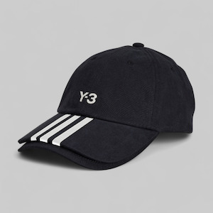 3-Stripe 'Double Brim' Cap - Black