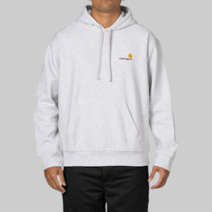 Clothing: American Script Hoodie - Ash Heather