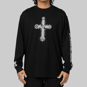 Clothing: X Thom Hinton Celtic Cross Long Sleeve - Black