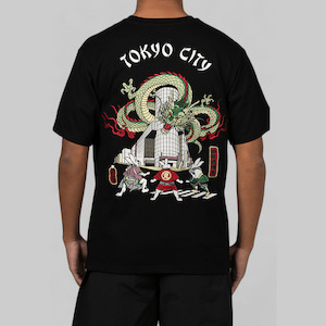 TOKYO CITY Souvenir Embroidery T-Shirt - Black