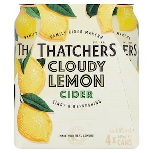 Specialised food: Thatchers Cloudy Lemon Cider Can 440ml - 4 Pack