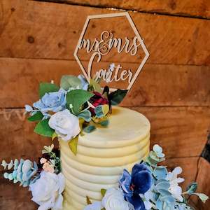 Hexagon Wedding Cake Topper