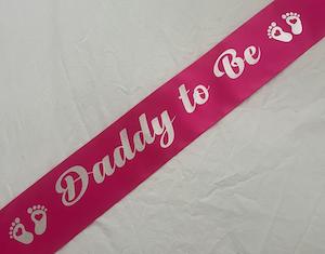 Daddy to Be Sash - Hot Pink with Silver