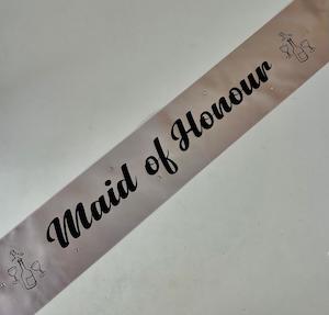 Sash: Maid of Honour sash - Silver with Black