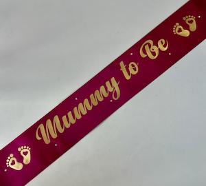 Sash: Mummy to Be Sash - Magenta with Gold *NEW FABRIC*