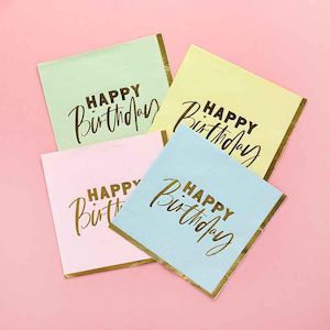 Birthday Pastel Napkins - 16 Pack