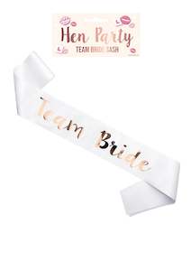 Team Bride Sash - White/Rose Gold