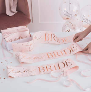 Hen Party Sashes - Pink & Rose Gold (Pack of 6)