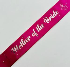 Mother of the Bride Sash - Magenta with Silver *NEW FABRIC*