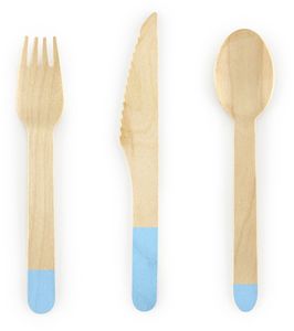 Wooden Cutlery - Pale Blue (18 Pieces)