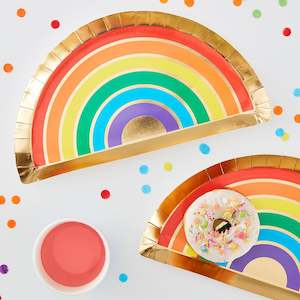 Rainbow & Gold Foil Plates (8)